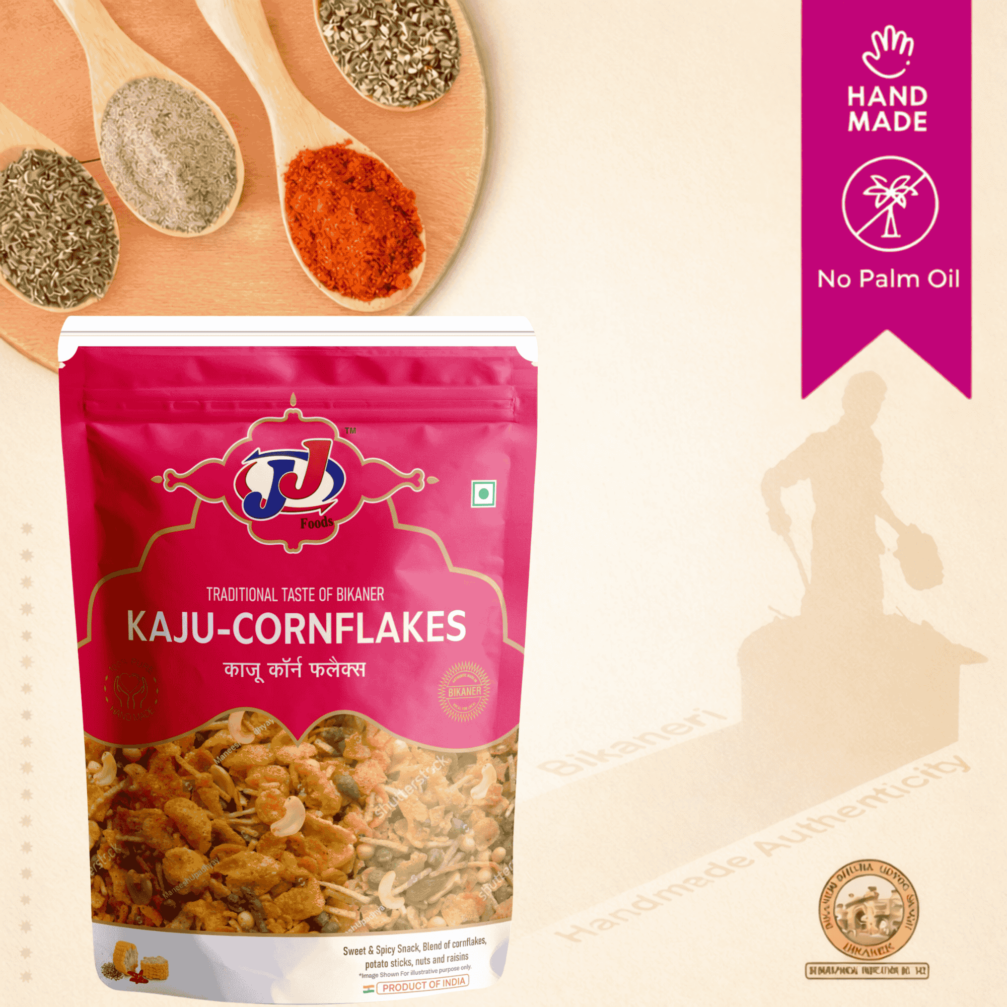 JJ Food Kaju Cornflakes Mixture Premium Snack with Cashews