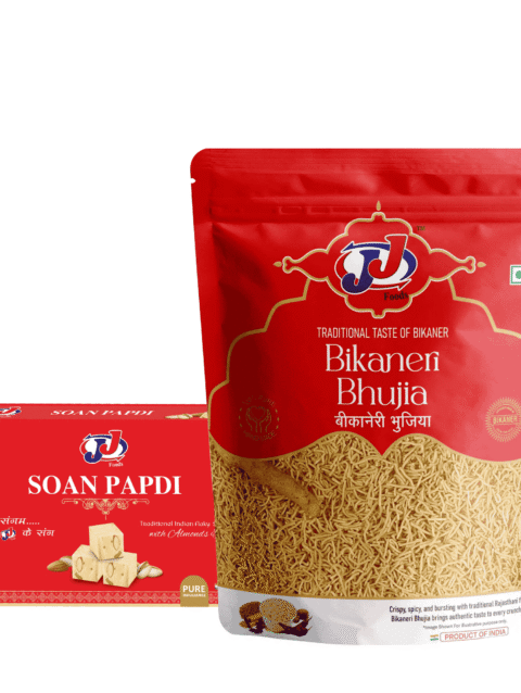 JJ Food Bikaneri Bhujia Soan Papdi Combo 400g